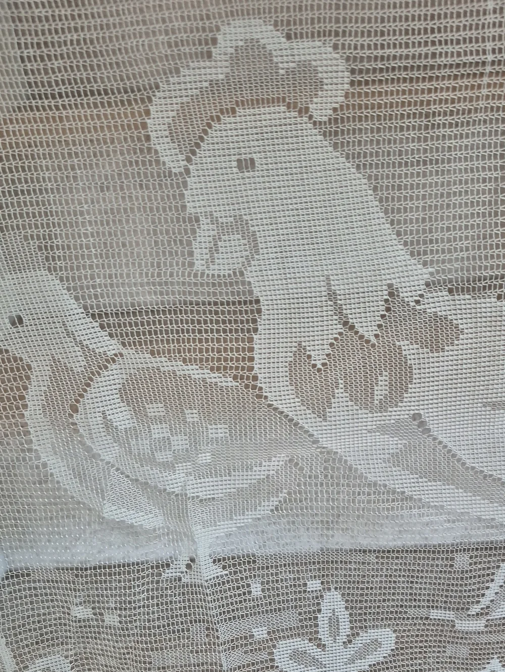 White Lace Rooster & Hen Curtain Panel Pair